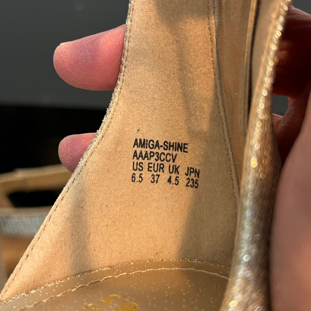 Dream Pairs Amiga-Shine Gold Glitter Rhinestone Ankle Strap Wedge Flats 6.5 - Picture 12 of 12
